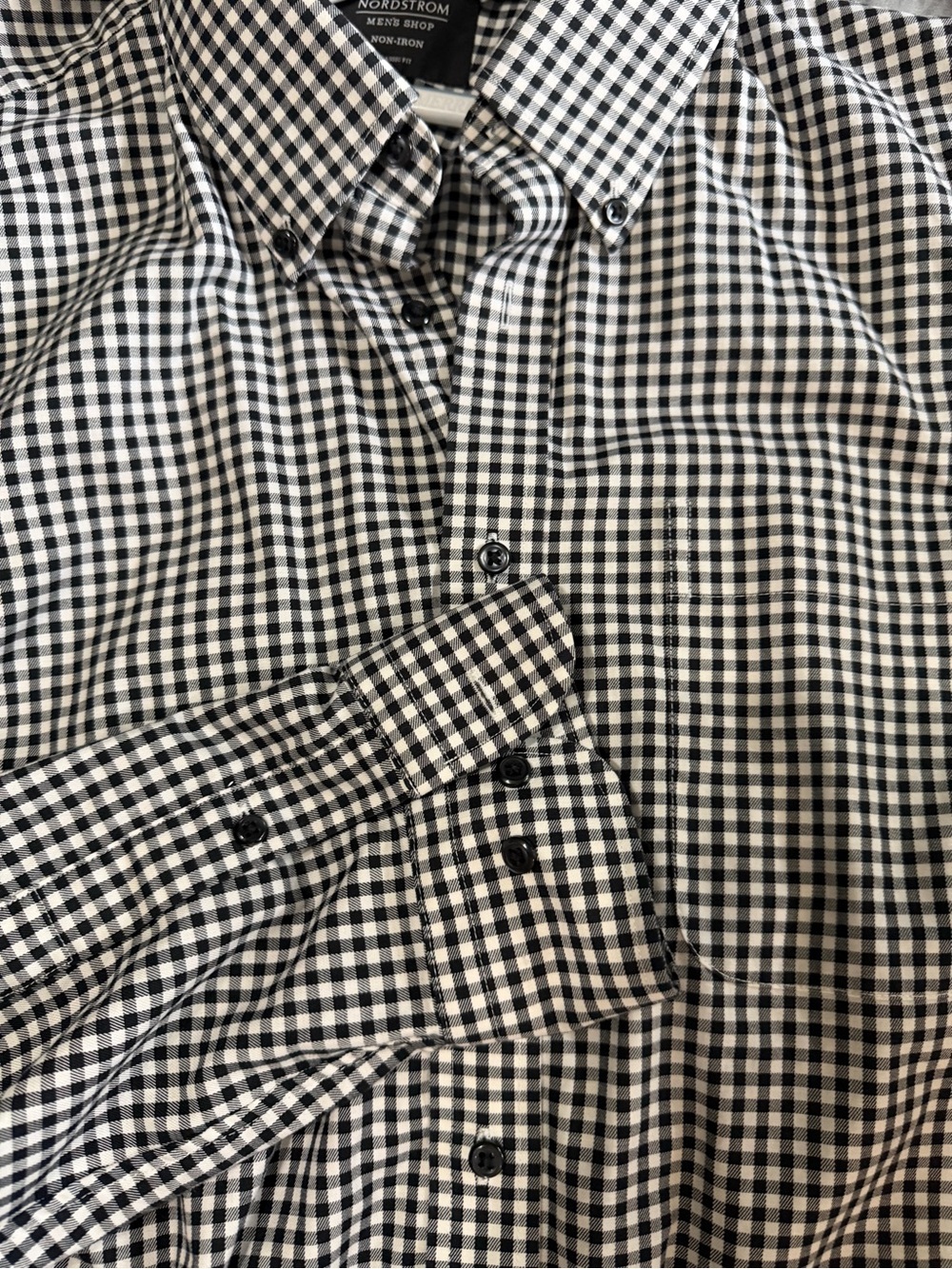Nordstrom Black and White Gingham Button-Down Shirt